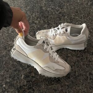 New Balance Women's White and Cream Sneakers